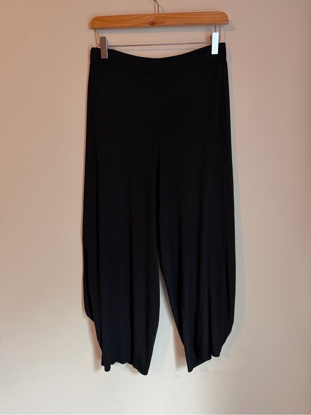 Women’s Comfy USA Black Ruched Cocoon Harem Pants Lagenlook Avant Garde S Lounge